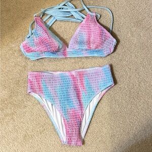 Cupshe Pink and Blue Bikini Set